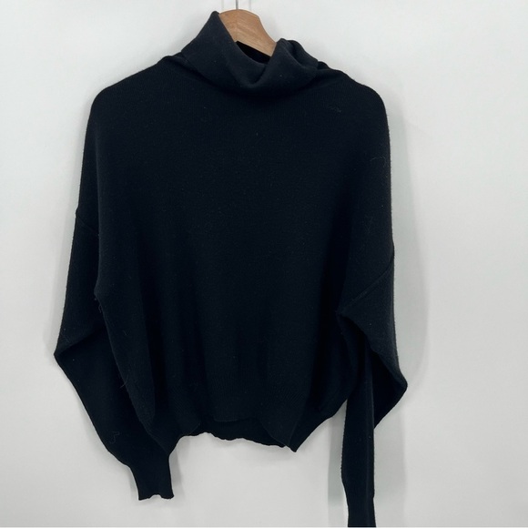 Obermeyer Black Vintage 80s Wool Blend Slub Relaxed Fit Turtleneck M - Picture 1 of 9